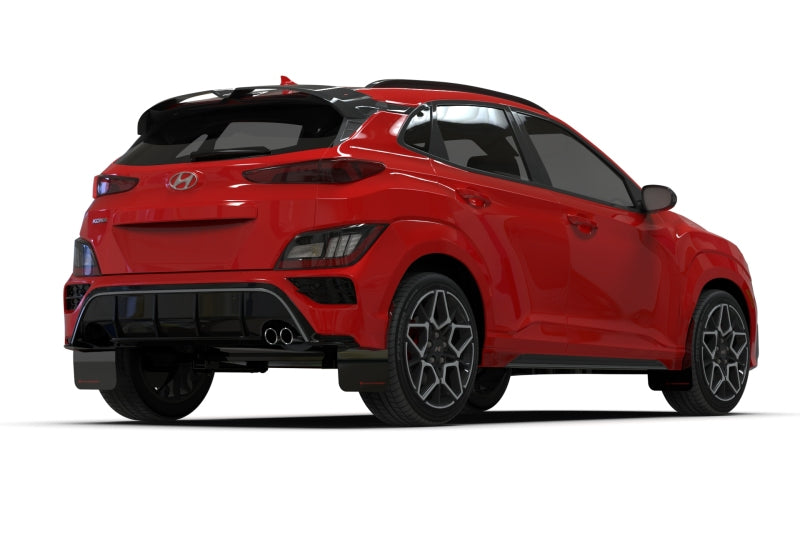 Rally Armor 2022 Hyundai Kona N Line Black UR Mud Flap w/ Red LogoRally Armor