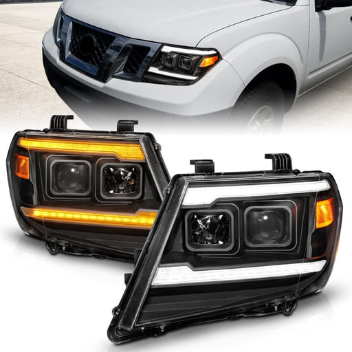 ANZO 09-20 Nissan Frontier Black Projector Plank Style DRL w/ Switchback & Sequential LED DRLANZO