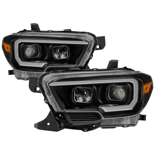 xTune Toyota Tacoma 16-18 DRL Light Bar Projector Headlights - Black PRO-JH-TTA16-LBDRL-BKSPYDER