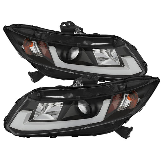 Spyder 12-14 Honda Civic (Excl. 2014 Coupe) Projector Headlights Lgtbr DRL Black PRO-YD-HC12-DRL-BKSPYDER