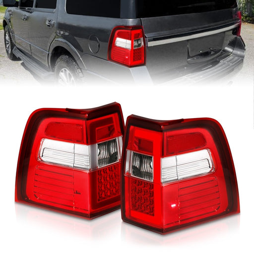 ANZO 07-17 For Expedition LED Taillights w/ Light Bar Chrome Housing Red/Clear LensANZO