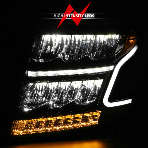 ANZO 15-20 Chevy Tahoe/Suburban LED Light Bar Style Headlights Black w/Sequential w/DRL w/AmberANZO
