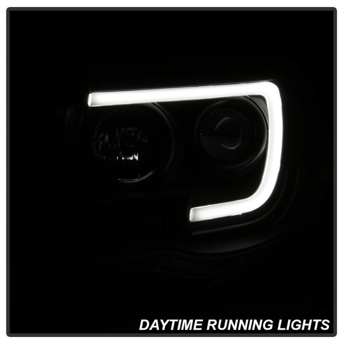 Spyder 05-11 Toyota Tacoma Ver 2 Proj Headlights - Light Bar DRL - Black Smoke PRO-YD-TT05V2-LB-BSMSPYDER