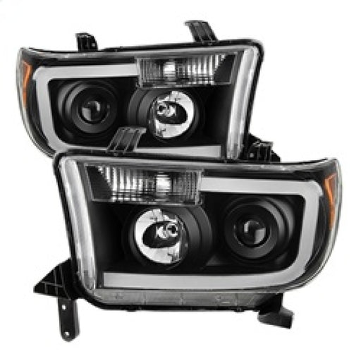 Xtune Toyota Tundra 07-13 LED Light Bar Projector Headlights Black PRO-JH-TTU07-LED-BKSPYDER