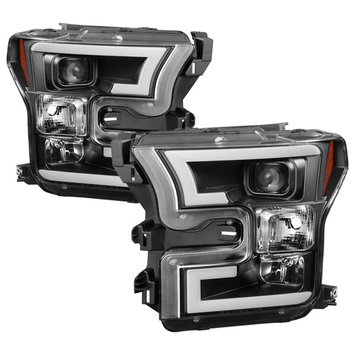 Spyder Ford F150 2015-2017 Projector Headlights - Light Bar DRL LED - Black PRO-YD-FF15015-LBDRL-BKSPYDER