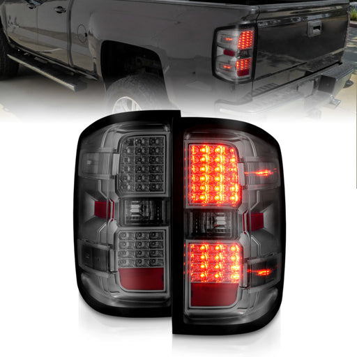 ANZO 15-19 Chevy Silverado 2500HD/3500HD (Factory Halogen Only) LED Tail Lights Smoke w/Clear LensANZO