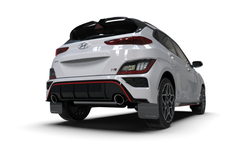 Rally Armor 2022 Hyundai Kona N Black UR Mud Flap w/ White LogoRally Armor