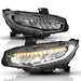 ANZO 16-17 Honda Civic Projector Headlights Plank Style Black w/Amber/Sequential Turn SignalANZO