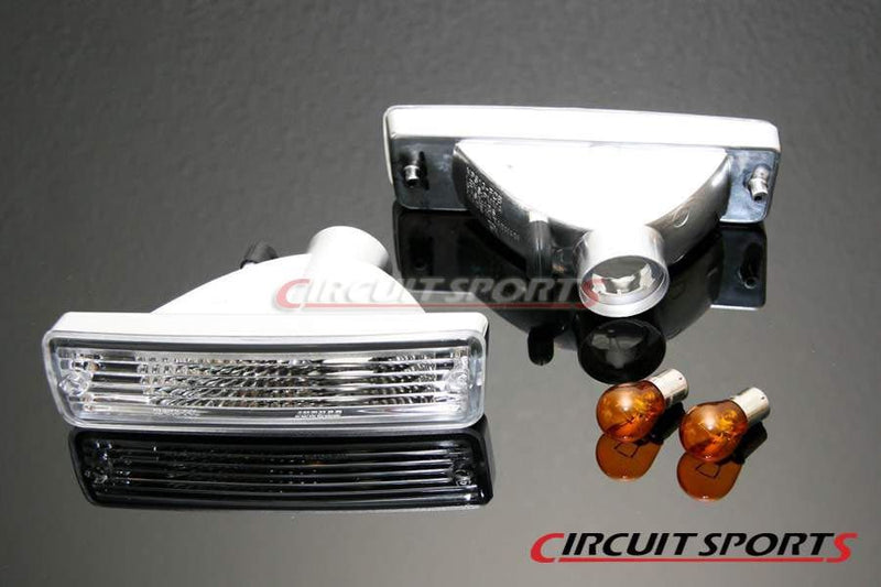 Circuit Sports Clear Front Turn Signal Lights set for 89-90 Nissan 240SX 180SX JDM/USDM Front BumperCircuit Sports