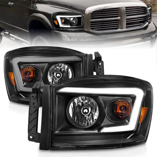 Anzo 06-09 Dodge RAM 1500/2500/3500 Headlights Black Housing/Clear Lens (w/ Light Bars)ANZO